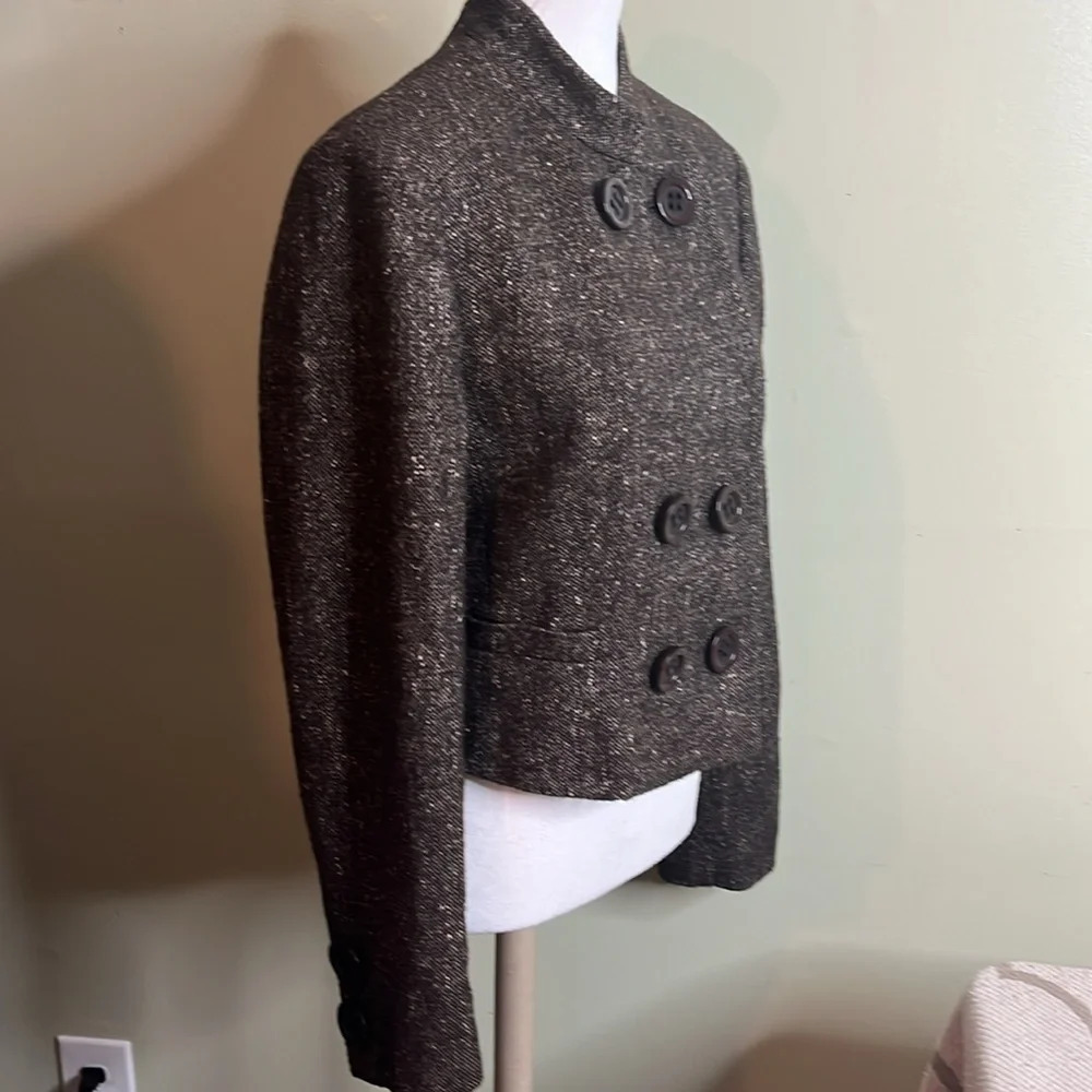 Carlisle Gray Tweed Double-Breasted Wool Silk Blazer - Picture 11 of 14